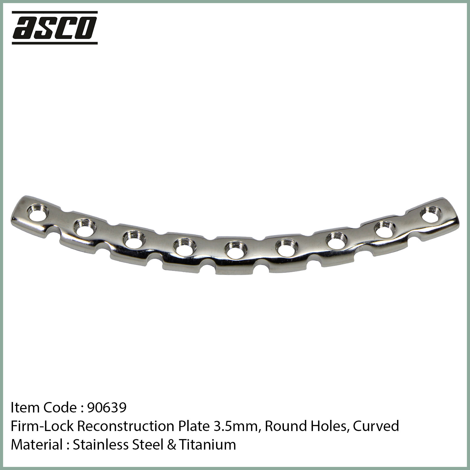 90639-Locking-LCP-Reconstruction-Orthopedic-Plate-3.5mm,-Round-Holes,-Curved